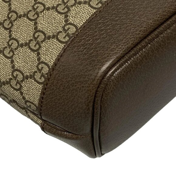 Auth GUCCI Ophidia/GG Supreme Dark Brown Beige PVC Leather Tote Bag - Picture 6 of 14